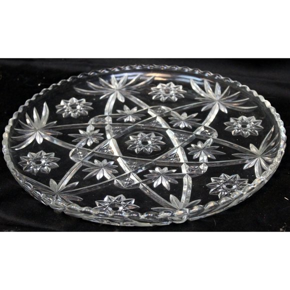 Vtg Anchor Hocking Star of David Round Serving Platter Scallop 13" Serving Table - Picture 4 of 5